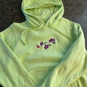 Nike NSW Club Fleece Pullover Hoodie Lemon Twist Floral Embroidered Logo